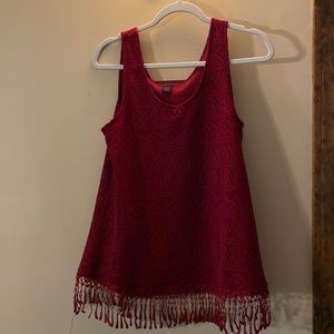 Fringy lacy red top